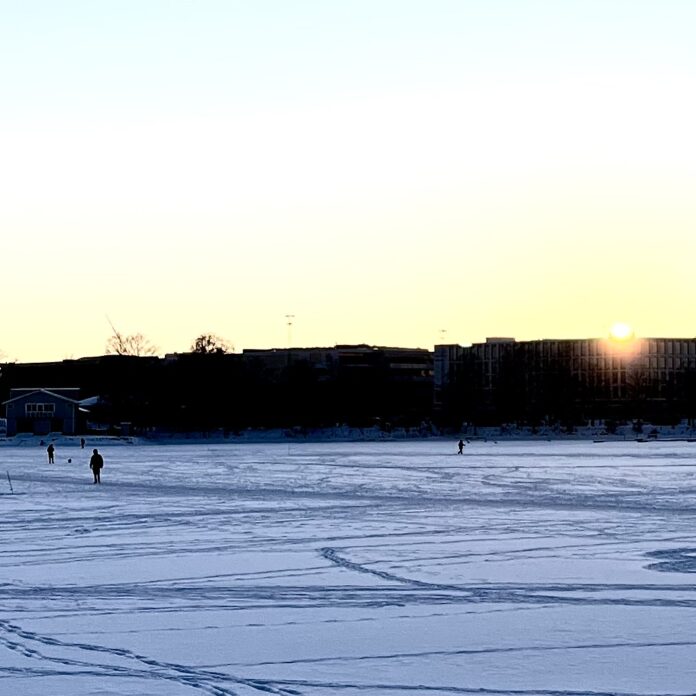 Snowy field at low light.